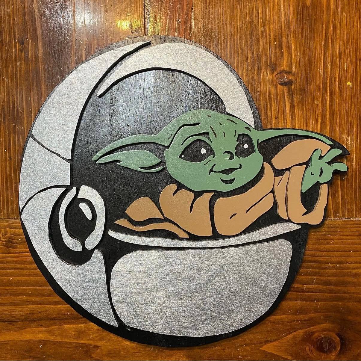 Baby Yoda Grogu Wood Art